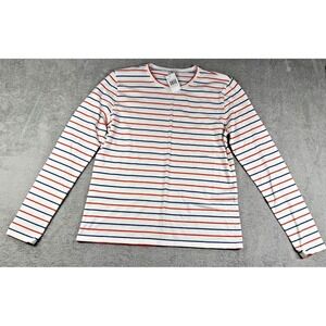 NWT Kule Women's The Modern Long Sleeve Shirt Blue White Poppy Stripe Size XS